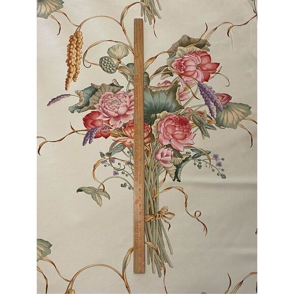 Brunschwig & Fils FABRIC Imperial Lotus HAND PRINT Colonial American Patriot Uph - Picture 2 of 6